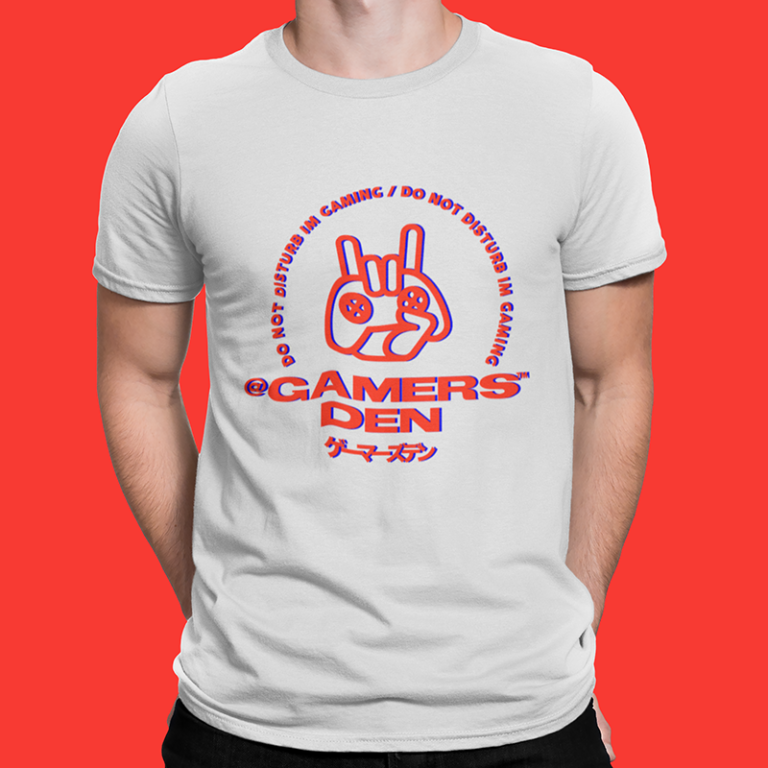 White t-shirt with red Gamers logo