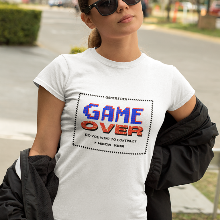 White t-shirt for lady with game over logo