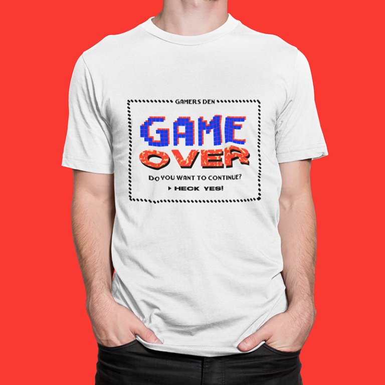 White t-shirt with game over logo